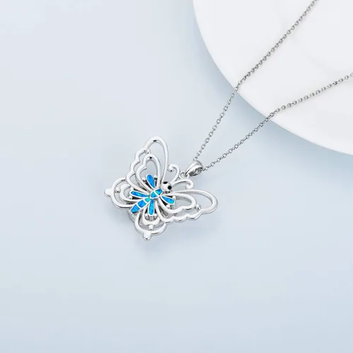 Vista 3 de Collar con medallón con diseño de libélula de abeja y búho de mariposa para cualquier foto