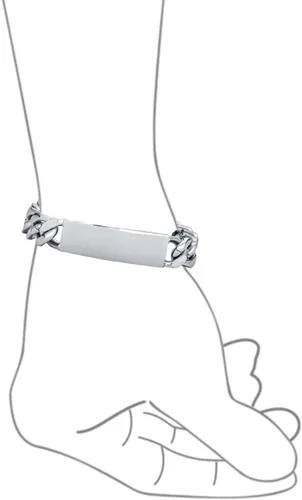 Vista 3 de Bling Jewelry Cadena de eslabones cubanos chapada en nombre de identificación para hombre, nombre personalizado, grabado en tono plateado, acero
