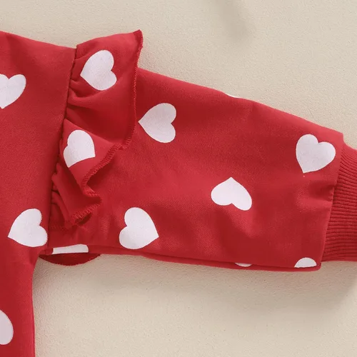 Vista 47 de SOLILOQUY Traje de manga larga con cuello redondo para el primer día de San Valentín para bebé niño y niña, mameluco de corazón de amor