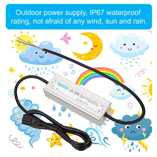 Vista 7 de Controlador LED 12V 60W Transformador impermeable CA 90-240V a CC 12V 5A Fuente de alimentación conmutada de bajo voltaje Convertidor IP67 adecuado