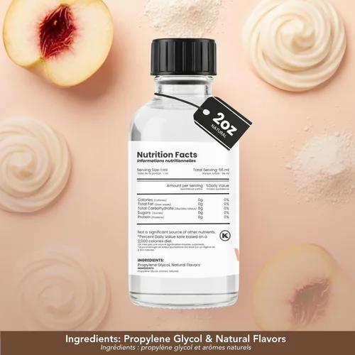 Vista 2 de Dolce Flav - Extracto natural de melocotón blanco de 2 onzas, Kosher, sin azúcar, sabor concentrado de melocotón blanco dulce para bebidas, postres