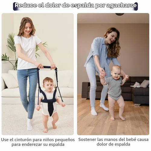 Vista 4 de Arnés de mano para caminar para bebés (azul oscuro) Cinturón de asistente para caminar para bebés, soporte de pie para niños pequeños, ayuda a