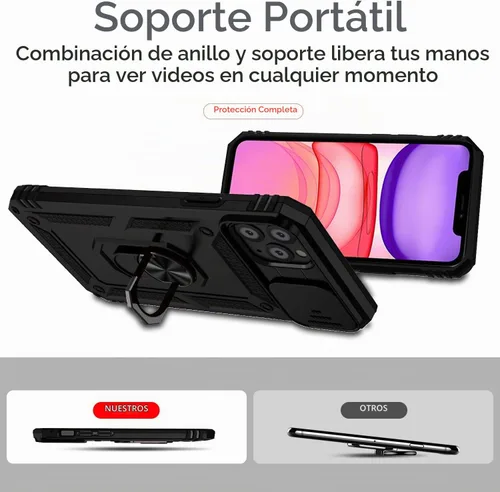 Vista 7 de Funda para iPhone 11 Pro Max con cubierta para lente de cámara, protector de pantalla HD, protección contra caídas de grado militar, soporte