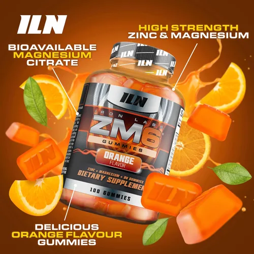 Vista 3 de Iron Labs - Gomitas ZM6 para hombres y mujeres, gomitas de zinc y magnesio (100 unidades, sabor naranja, vegano), suplementos de citrato de magnesio