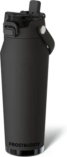 Vista 53 de Frost Buddy botella de agua aislada de 32 onzas con pajilla y tapa para beber Acero inoxidable a prueba de fugas 24 horas de frío Resistente