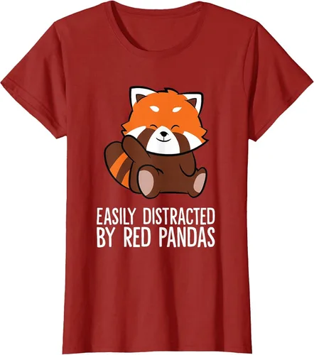 Vista 51 de Red Panda Love Easily Distracted By Red Pandas T-Shirt Asphalt Grey