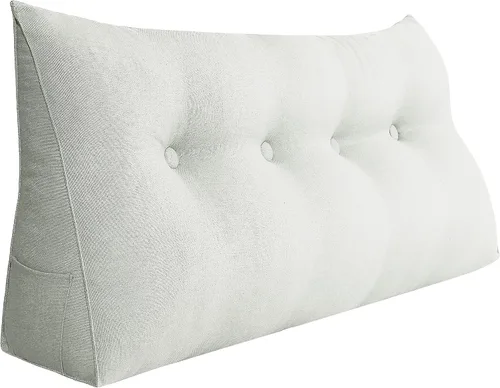 Vista 28 de Almohada pequeña de cuña para cabecero, almohada de lectura para sentarse en la cama, respaldo de adulto, almohada triangular de refuerzo para sofá