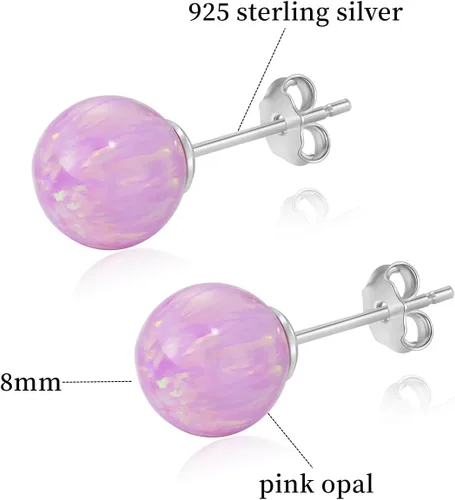 Vista 87 de Natural Stone Stud Earrings for Women 8mm Sterling Silver Genuine Gemstone Earrings Handmade Sterling Silver Crystal Stud Earrings for Women