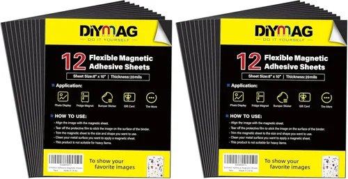 Vista 12 de DIYMAG Imanes para tarjetas de visita de 3.5 x 2 pulgadas, 45 paquetes de láminas magnéticas flexibles con adhesivo despegable y pegajoso, imán