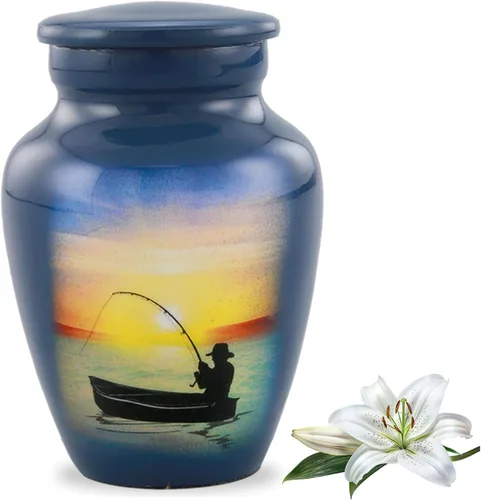 Vista 9 de Urna de pesca – Urna de cremación de pesca de tamaño completo – Urnas para adultos para hombres y mujeres – Urnas funerarias y conmemorativas