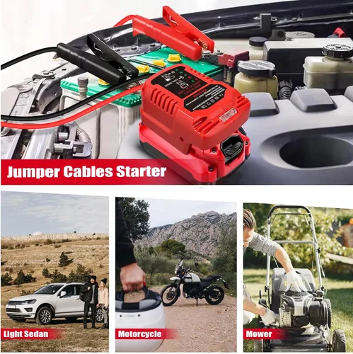 Vista 6 de Adaptador de arrancador de batería para auto para baterías Craftsman 20V V20, arrancador de batería de auto calibre 11, cables de refuerzo de auto