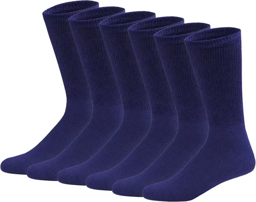 Vista 26 de 6 pares de calcetines tipo crew de algodón para diabéticos sin compresión para neuropatía