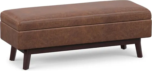 Vista 37 de SIMPLIHOME Owen Mesa de Centro Rectangular Moderna de Mediados de Siglo de 34 pulgadas de Ancho con Otomana de Almacenamiento en Tela de Poliéster