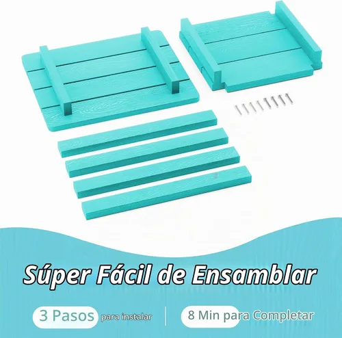 Vista 8 de LUE BONA - Mesa auxiliar de exterior Adirondack, mesa auxiliar de patio de 2 niveles Aruba Blue HDPS, mesa auxiliar resistente a la intemperie, mesa