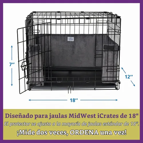 Vista 6 de Pet Dreams Parachoques para jaulas para perros, cómodo forro y protector de cola de perro para jaula interior, se adapta a jaulas iCrate de 18, 24
