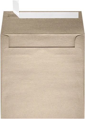 Vista 4 de LUXPaper Sobres de invitación cuadrados Despegar y prensar 6 x 6 pulgadas Rubio metálico Texto de 81 libras Cantidad de 1,000