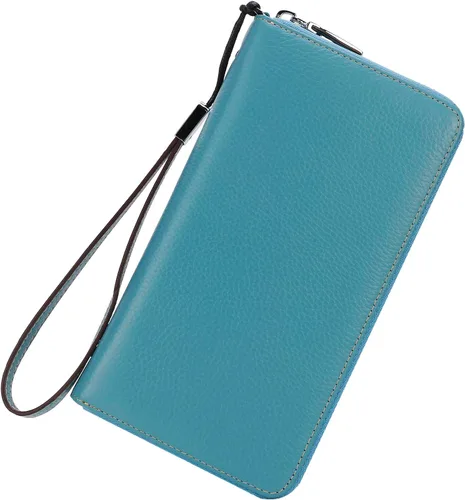 Vista 68 de Lavemi Pequeña cartera compacta para mujer, con bloqueo RFID, de piel auténtica, plegable, con ventanas de identificación