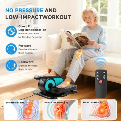 Vista 6 de Under Desk Elliptical Machine, Leg Exerciser for Seniors Adults, Adjustable Speeds Elliptical Trainer with Remote, Quiet & Portable Mini Seated