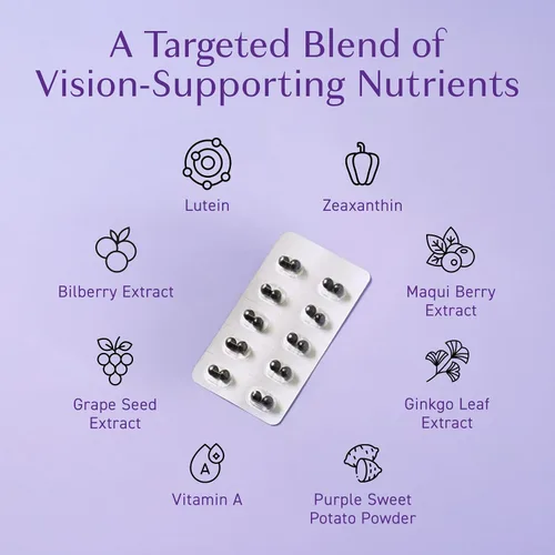 Vista 5 de Umeken Suplemento dietético Eye Clear, extracto de arándano, luteína, zeaxantina, ginkgo, suplementos para la visión para adultos, vitaminas