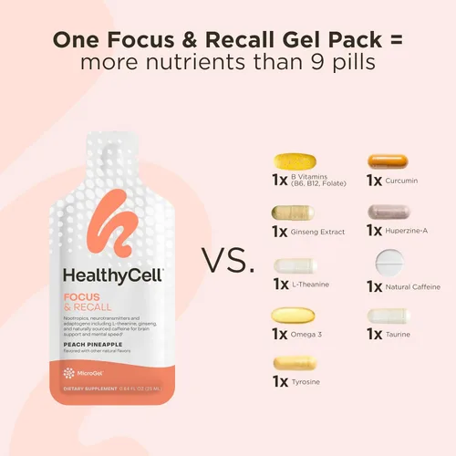 Vista 8 de HealthyCell Paquete de suplemento cerebral de longitud + enfoque