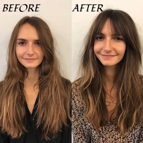 Vista 7 de Flequillo de cabello humano con clip, natural hecho a mano, flecos con sienes para mujer, extensiones curvadas reales y onduladas, piezas de cabello