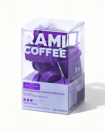 Vista 14 de Rami Coffee Café en polvo instantáneo liofilizado en frío, tostado medio oscuro, 100% arábica, 6 paquetes individuales portátiles para el hogar