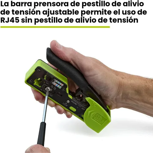 Vista 4 de trueCABLE - Herramienta de crimpado para paso a través de RJ45, crimpadora Ethernet todo en uno, cortador, pelacarga, funciona con conectores
