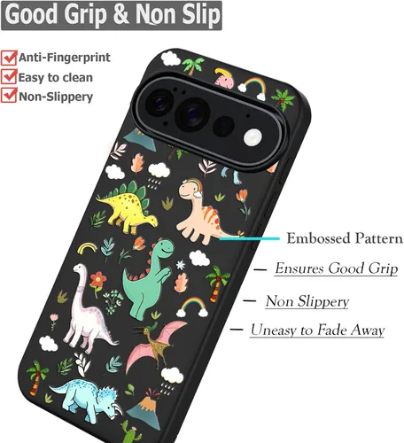 Vista 3 de Unov Funda para Pixel 11 Pro XL, color negro, Dinosaur Land