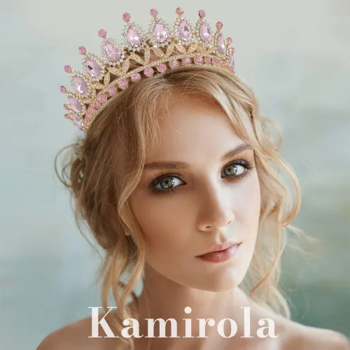 Vista 3 de Kamirola Tiaras - Corona de princesa para mujeres y niñas, diademas de cristal para novia, princesa para boda y fiesta (TR21)