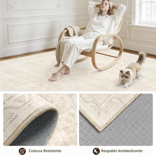 Vista 4 de Alfombras de área 8x10 Sala de estar: Dormitorio Alfombra Lavable Beige