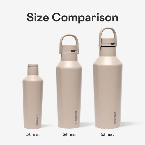 Vista 7 de Botella de agua aislada Corkcicle Classic Canteen - Taza reutilizable de acero inoxidable - Triple aislamiento - Mantiene las bebidas frías durante