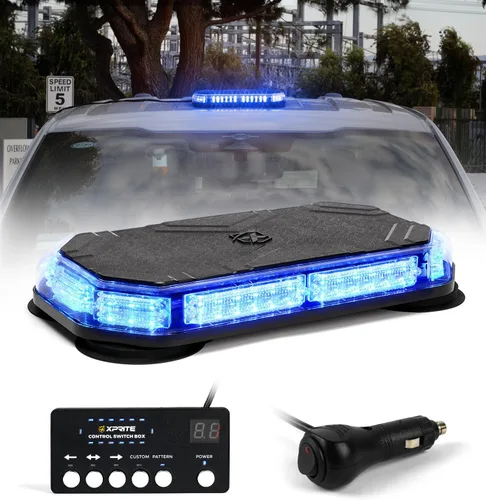 Vista 9 de Xprite Barra de Luz Estroboscópica de Emergencia Ámbar para Techo, Luces Intermitentes de Seguridad Beacon de Advertencia con Panel de Control Base