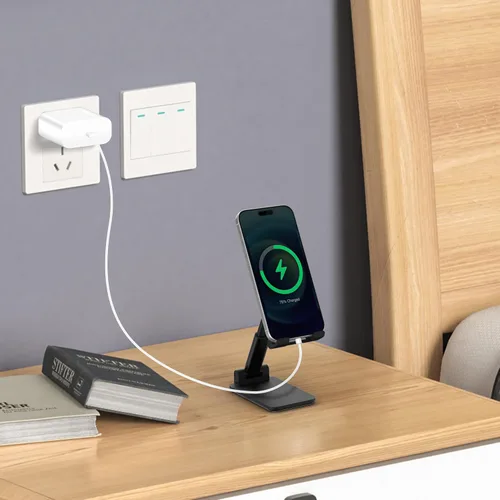 Vista 4 de Soporte para Teléfono Celular, Ángulo y Altura Ajustables Soporte para Teléfono Celular para Escritorio, Plegable y Portátil, Almohadilla