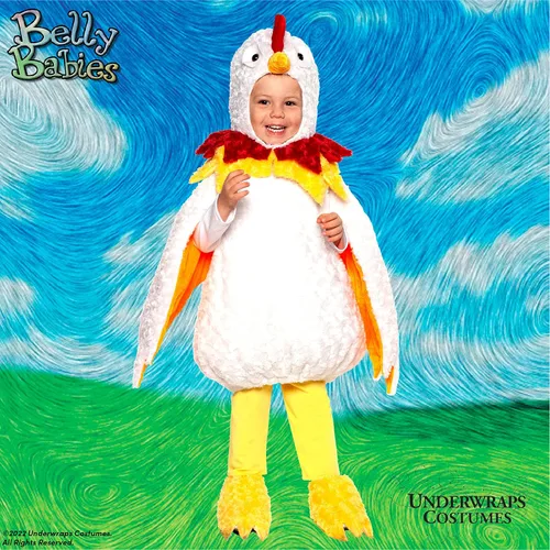 Vista 2 de UNDERWRAPS Disfraz de bebé de gallo Toodler - Disfraz de Halloween para bebé de vientre de gallo
