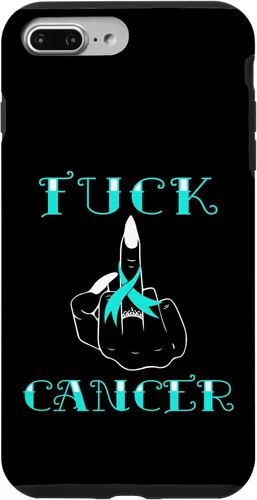 Vista 12 de Fuck Cancer Tattoos Survivor Teal Ribbon Ovarian Cancer Case for iPhone 16