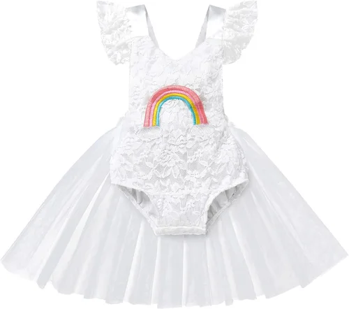 Vista 14 de Traje de bebé niña primer cumpleaños traje de encaje tul mameluco princesa tutú vestido de un año cumpleaños pastel Smash fotografía ropa