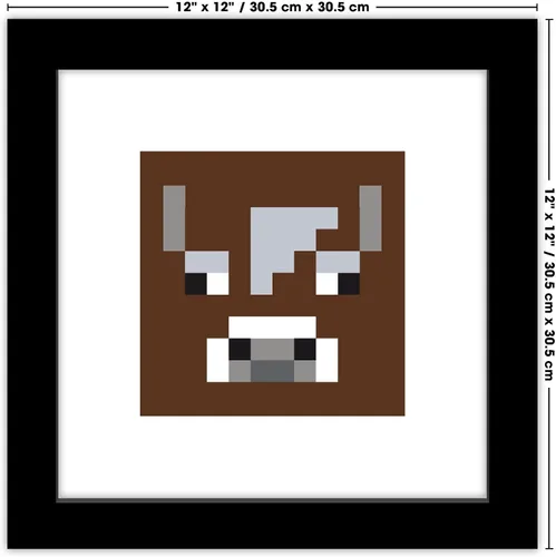Vista 7 de Trends International Gallery Pops Minecraft: Pixeles icónicos - Mobs - Arte de pared de vaca, versión enmarcada en negro, 12 x 12 pulgadas