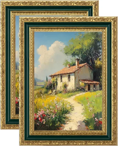 Vista 12 de eletecpro 8x10 Vintage Picture Frame, Glass Cover, Gold, 2-Pack Dorado