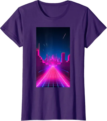 Vista 8 de Camiseta Retrowave Street 80s Vaporwave Synthwave, Negro -, Pequeña
