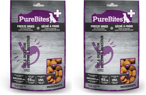 Vista 6 de PureBites + Golosinas liofilizadas para perros intestinales y digestiones, 5 ingredientes, fabricadas en EE. UU., 3 oz