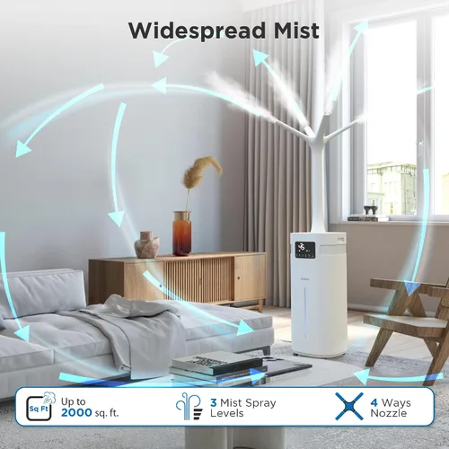 Vista 2 de TURBRO Humidificador comercial, habilitado para WiFi, vaporizador de aire ultrasónico de 5.3 galones/20L para habitaciones grandes de hasta 2000