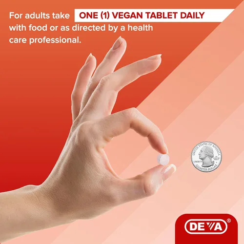 Vista 9 de DEVA Suplemento vegano de disolución rápida de vitamina B12, complejo una vez al día con 1000 Mcg de metilcobalamina B12, ácido fólico, B6 - Sabor a