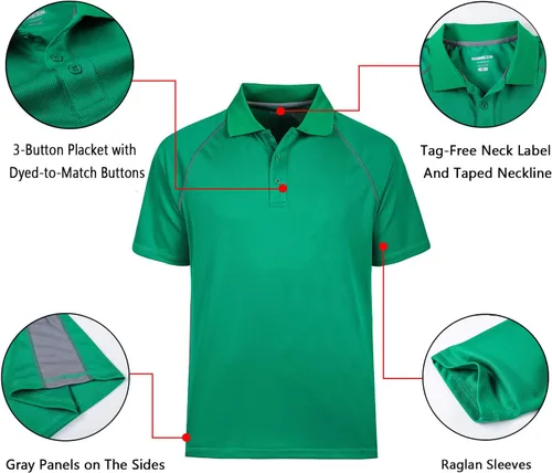 Vista 5 de MOHEEN Men's Polo Shirts Short Sleeve Moisture Wicking Performance Athletic Casual Golf Collared Shirt,Tall SizesM-7XL