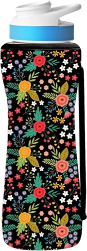 Vista 12 de Funda estampada de 22 onzas compatible con botellas de agua Cirkul para botellas de plástico y acero inoxidable, neopreno de 22 onzas, material que