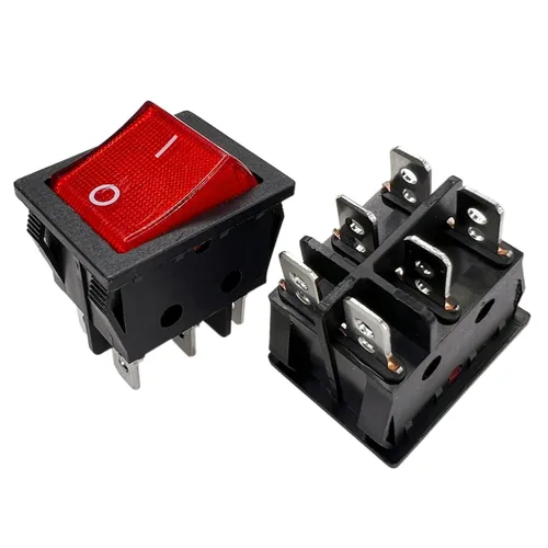 Vista 21 de Interruptor basculante DPST On-Off Unilluminated Negro 4 Pin 1.220x0.984 in Rectangular Snap-in Interruptor de alimentación de palanca