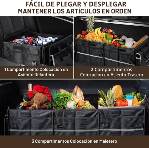 Vista 4 de HIRALIY Organizador de almacenamiento para maletero de automóvil 4 en 1 con bolsa enfriadora a prueba de fugas, caja de almacenamiento plegable