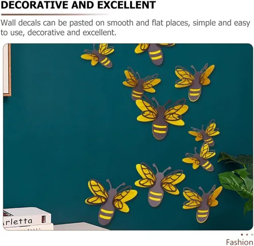 Vista 7 de PartyKindom Calcomanías de pared con temática de abejas para niños, calcomanías de pared para dormitorio extraíbles