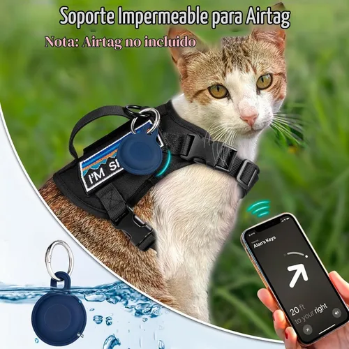 Vista 6 de Arnés táctico para gatos grandes, solo arnés, negro, L