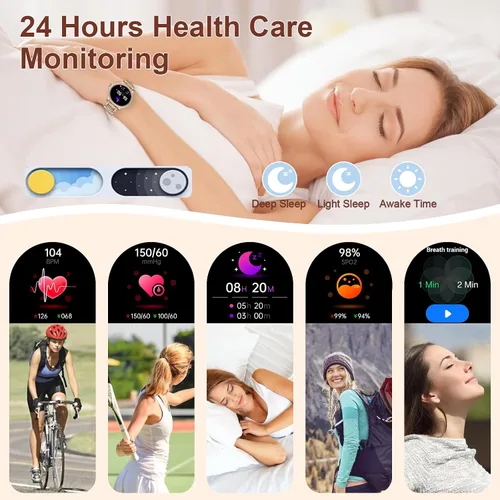 Vista 5 de Relojes inteligentes para mujer (respuesta/hacer llamadas), más de 120 relojes inteligentes deportivos para Android iOS, pantalla HD de 1.32
