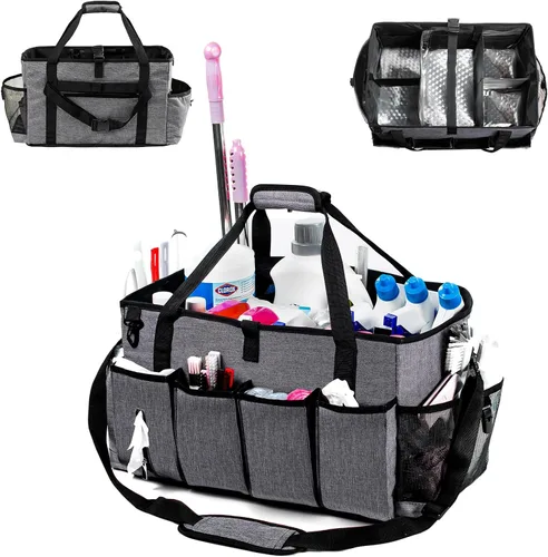 Vista 8 de Organizador de Limpieza para Suministros de Limpieza con Bolsillos para Artículos Esenciales de Limpieza del Hogar, Organizador de Limpieza, Bolsa